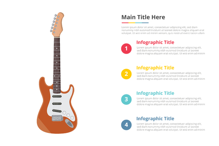 electric guitar infographic template with 4 points of free space text description - vectorのイラスト素材