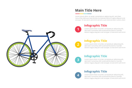 bicycle sport speed infographics template with 4 points of free space text description - vector illustrationのイラスト素材
