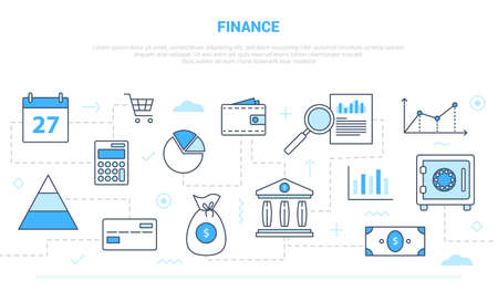 business finance concept with icon line style connected with blue whiteのイラスト素材