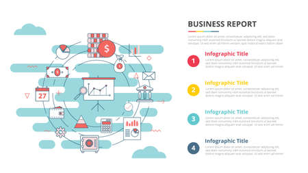business report concept for infographic template banner with four point list information vector illustrationのイラスト素材