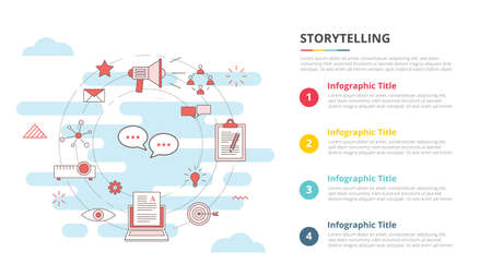 storytelling concept for infographic template banner with four point list information vector illustrationのイラスト素材