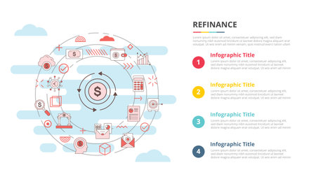 refinance concept for infographic template banner with four point list information vector illustrationのイラスト素材
