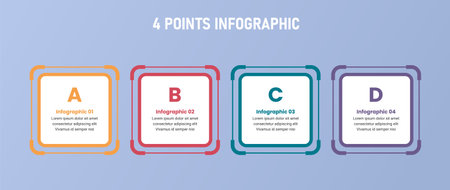 4 point stage or step infographic template with square box and outline accessories for slide...