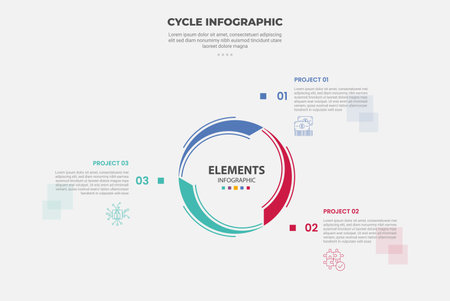 cycle base infographic outline style with 3 point template with creative circular fluid shape for slide presentation vectorのイラスト素材