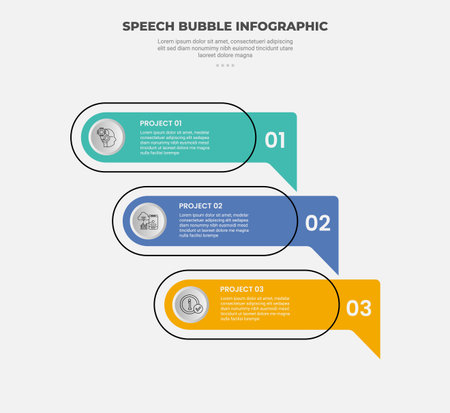 speech bubble shape infographic outline style with 3 point template with round rectangle with callout discussion box for slide presentation vectorのイラスト素材