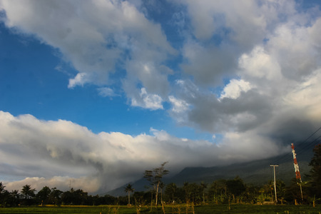 Landscape Mountain blue sky with beauty padi fieldの写真素材