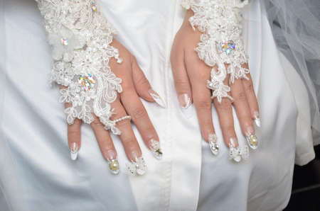 wedding manicure for brideの写真素材