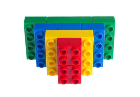 Plastic building blocks isolated on white background