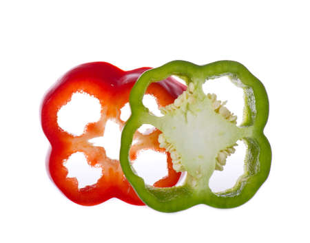 Colored paprika  pepper  isolated on a white backgroundの写真素材