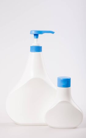 White Plastic Bottle on white backgroundの写真素材