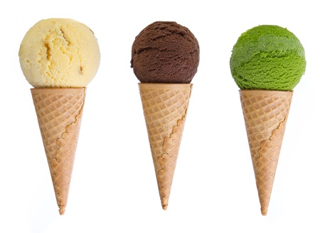 ice cream with cone on white backgroundの写真素材