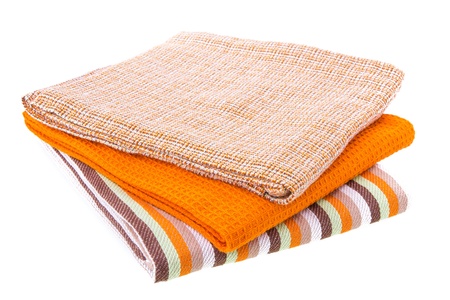 Kitchen towel isolated on white backgroundの写真素材