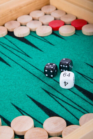 Close view of a backgammon game.