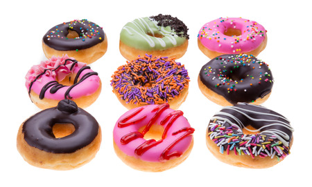 Doughnuts isolated on white backgroundの写真素材