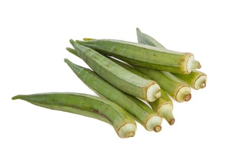 fresh okra isolated on a white backgroundの写真素材