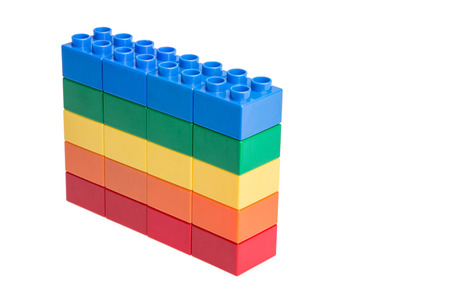 Plastic building blocks isolated on white background