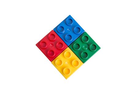 Plastic building blocks isolated on white background
