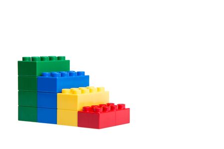 Plastic building blocks isolated on white backgroundの写真素材