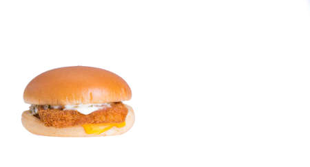 fish burger isolated on white backgroundの写真素材