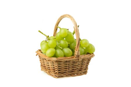 Green grape isolated on white backgroundの写真素材
