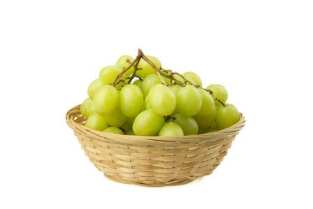 Green grape isolated on white backgroundの写真素材