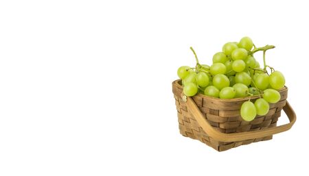 Green grape isolated on white backgroundの写真素材