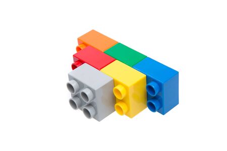 Plastic building blocks isolated on white background