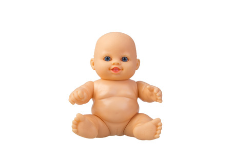 naked doll isolated on white backgroundの写真素材