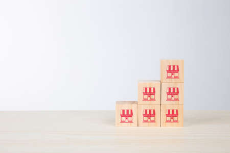 Franchise business marketing system concept. Structure service store network strategyの写真素材