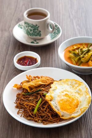 Stir-fried Chinese economic noodles. Famous food of Malaysian breakfastの写真素材