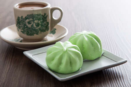 Steamed fresh sweet lotus paste bao, Chinese bunの写真素材