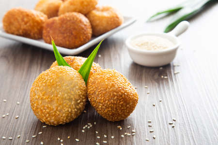 Traditional asian dessert, sesame ballの写真素材