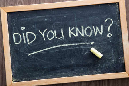 Blackboard with word Did You Know?, top viewの写真素材