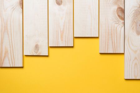 Wood plank brown on yellow background