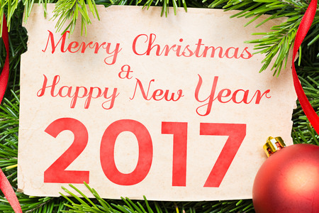 Merry Christmas and Happy New Year 2017 concept. Christmas decorationの写真素材