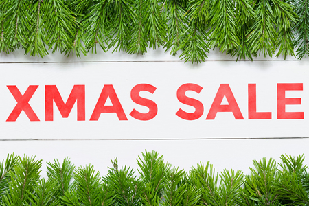 Xmas Sale concept. Christmas fir tree frame.の写真素材