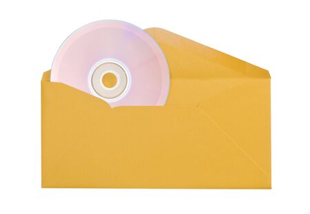 Envelope and CD isolated on a whiteの写真素材