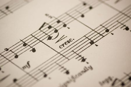 Close-up of musical notes printed on a music sheetの写真素材