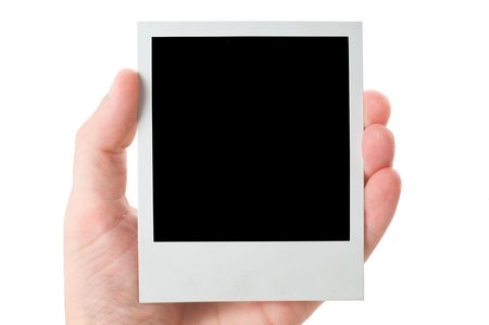 Blank instant photo isolate on a whiteの写真素材
