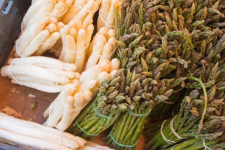 Fresh Asparagus for sale at a marketの写真素材