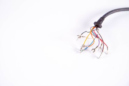 Group of colored cables on a white backgroundの写真素材