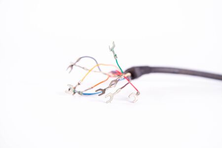 Group of colored cables on a white background