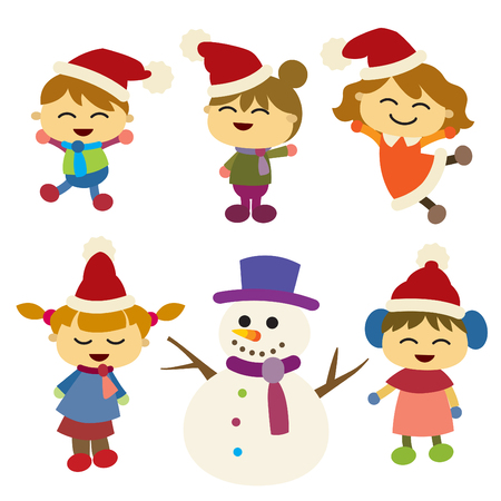 Children on the winterのイラスト素材