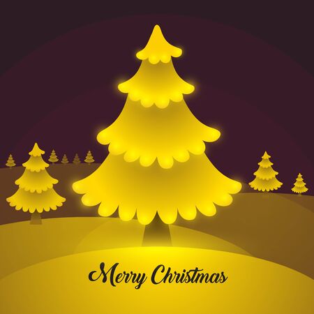 Gold Christmas tree card design.のイラスト素材