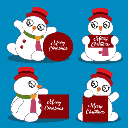 Snowman set illustration.のイラスト素材