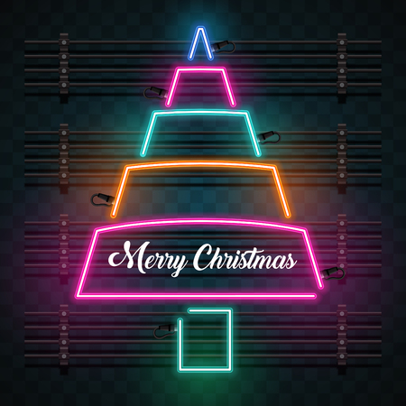 Neon Christmas treeのイラスト素材