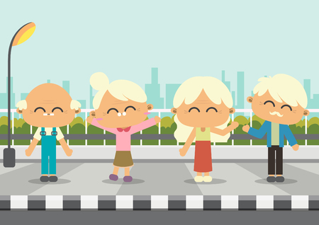 Oldster on sideway.のイラスト素材