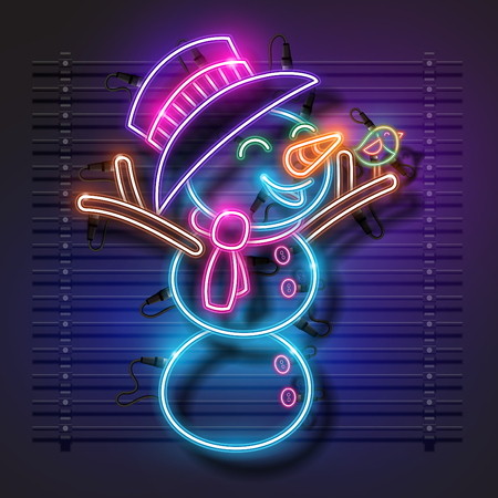 Snowman neon designのイラスト素材