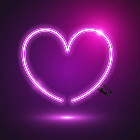 Heart neon banner. Heart neon sign. Love neon sign.のイラスト素材