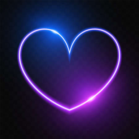 Heart neon light. Heart banner. Heart glowing line. love sign.のイラスト素材